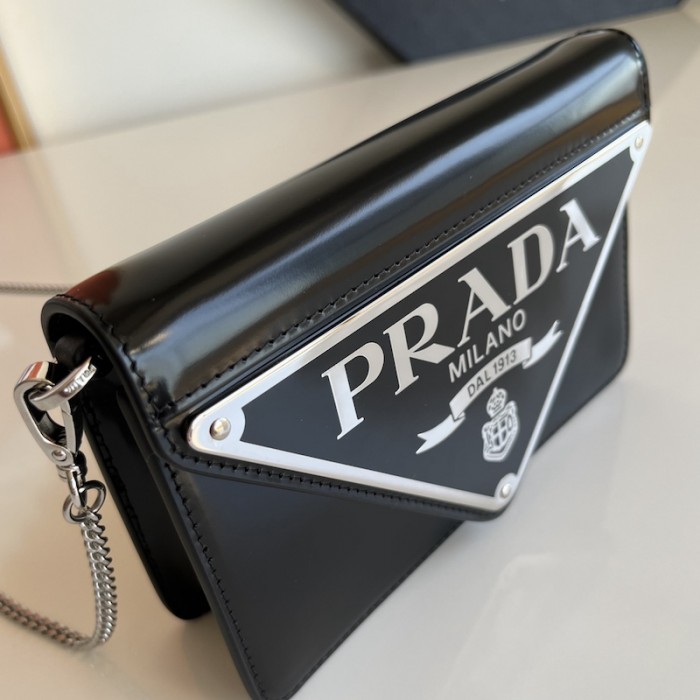Pra*a brushed leather shoulder bag black