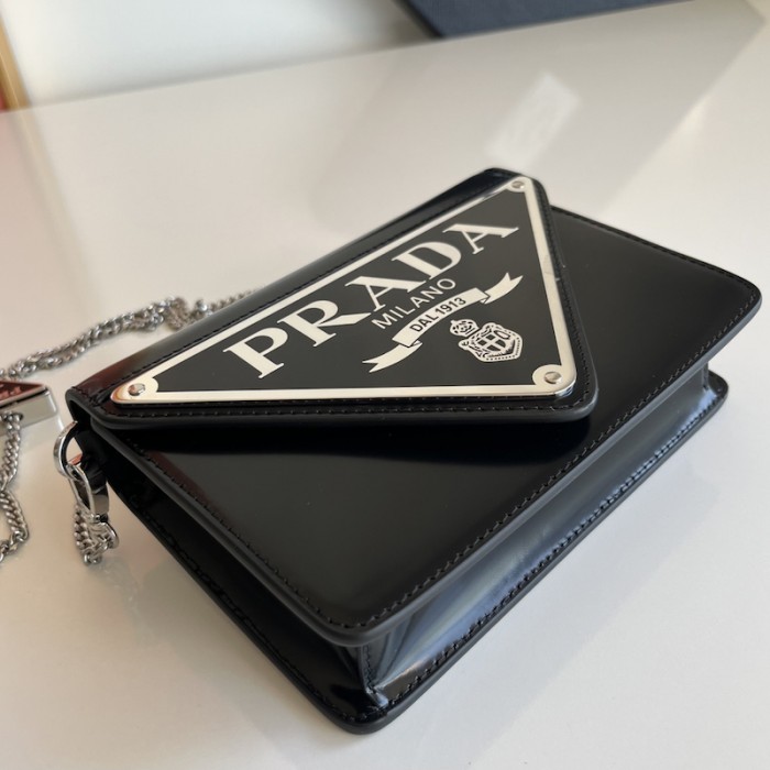 Pra*a brushed leather shoulder bag black