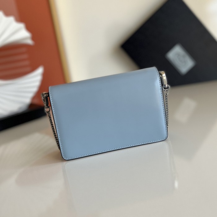 Pra*a brushed leather shoulder bag blue