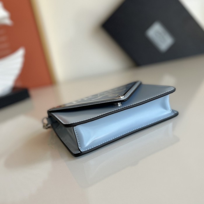 Pra*a brushed leather shoulder bag blue