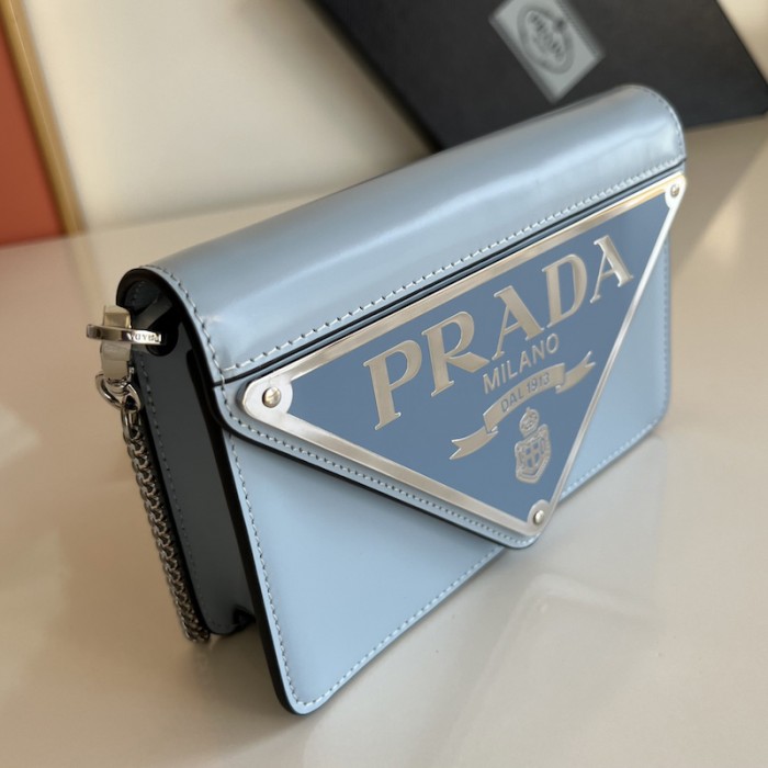 Pra*a brushed leather shoulder bag blue