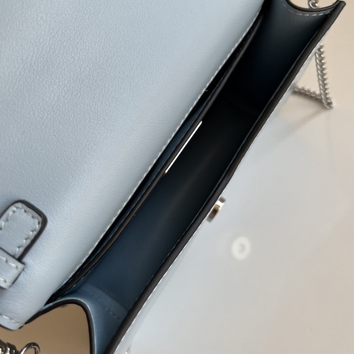 Pra*a brushed leather shoulder bag blue