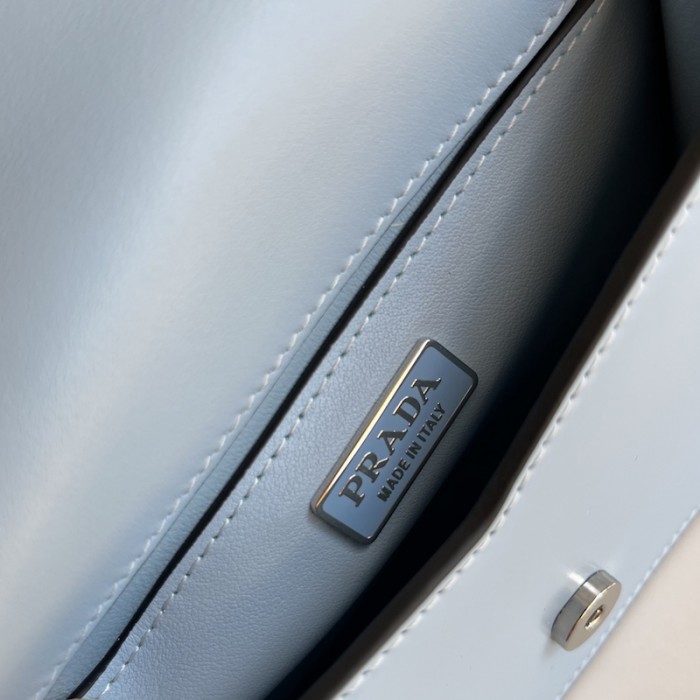 Pra*a brushed leather shoulder bag blue