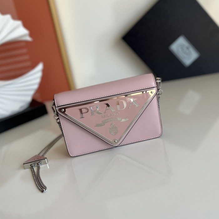 Pra*a brushed leather shoulder bag pink