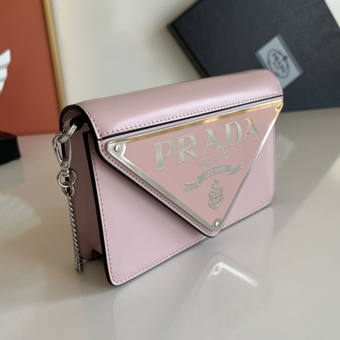 Pra*a brushed leather shoulder bag pink