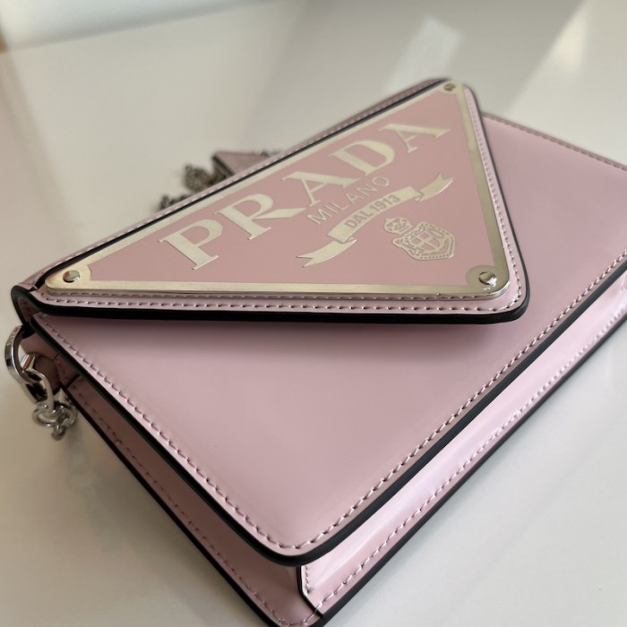 Pra*a brushed leather shoulder bag pink