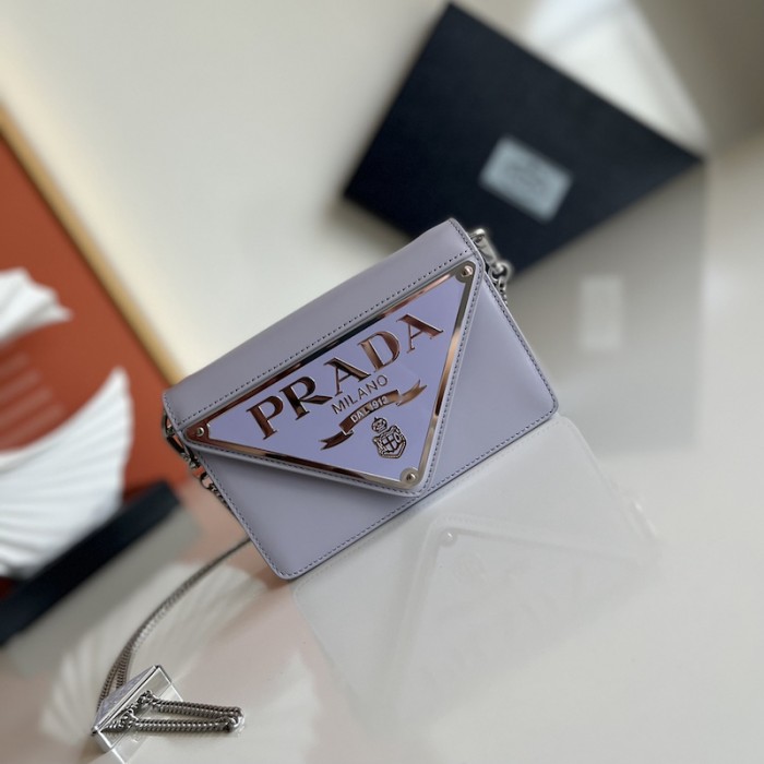 Pra*a brushed leather shoulder bag purple
