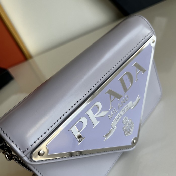 Pra*a brushed leather shoulder bag purple