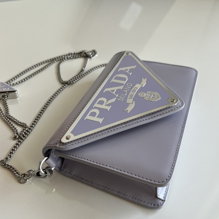 Pra*a brushed leather shoulder bag purple