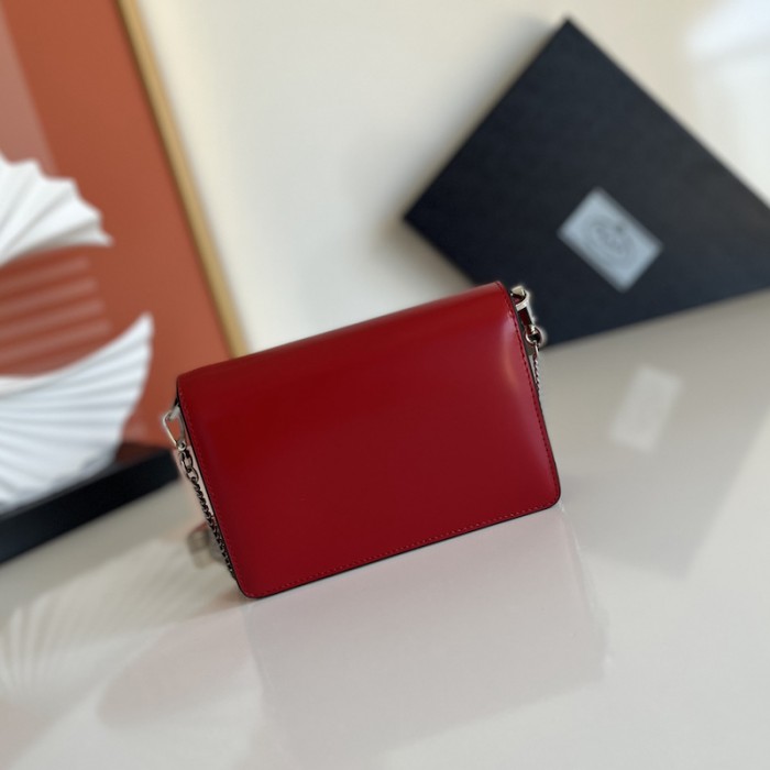 Pra*a brushed leather shoulder bag red