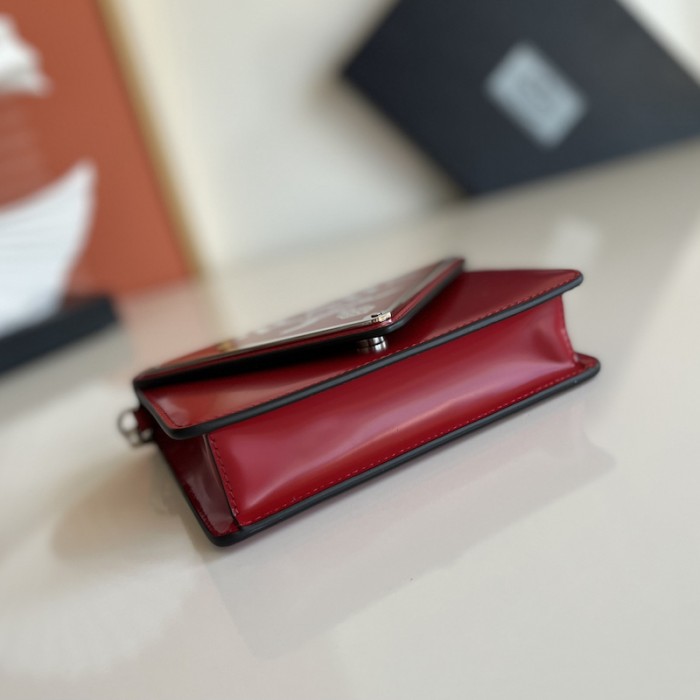 Pra*a brushed leather shoulder bag red