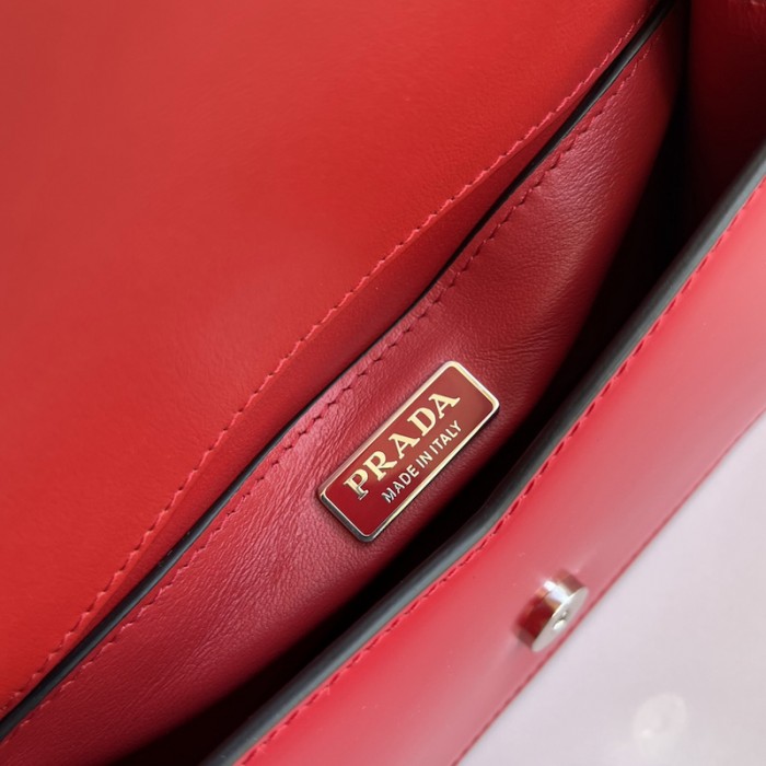 Pra*a brushed leather shoulder bag red