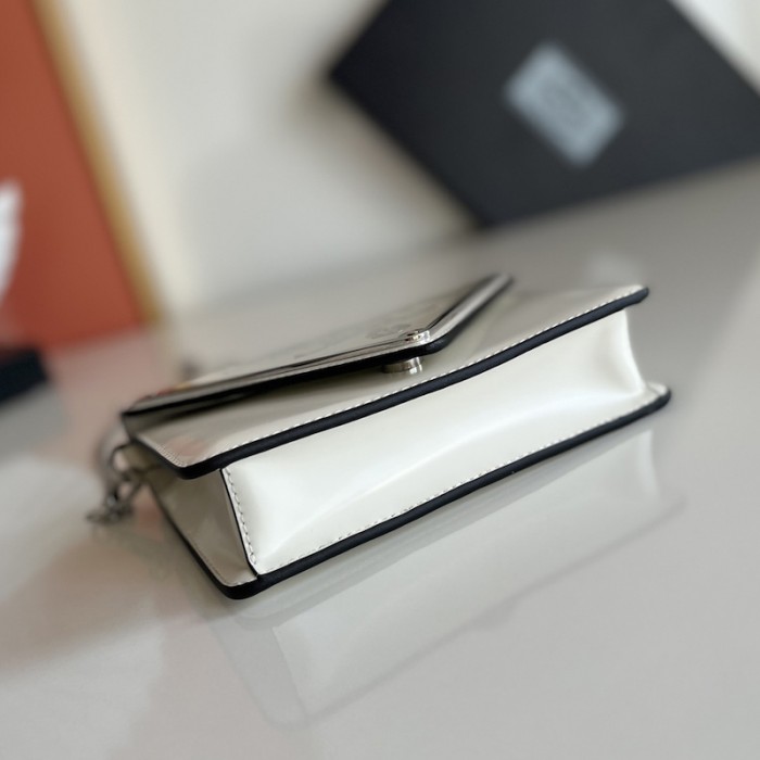 Pra*a brushed leather shoulder bag white