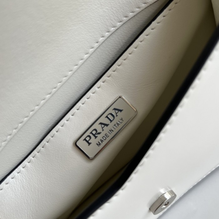 Pra*a brushed leather shoulder bag white
