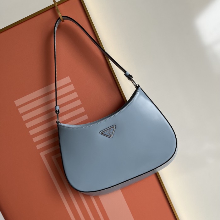 Pra*a cleo brushed leather shoulder bag blue