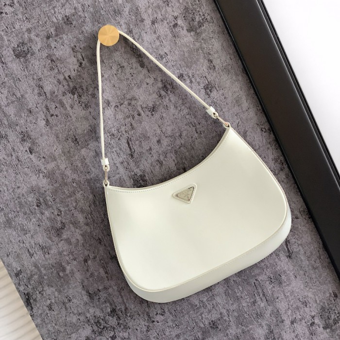 Pra*a cleo brushed leather shoulder bag white