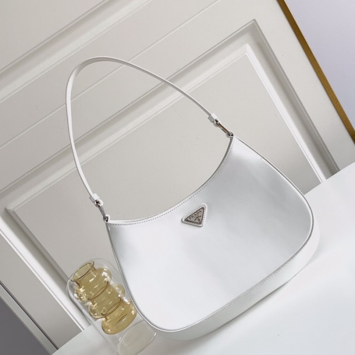 Pra*a cleo brushed leather shoulder bag white