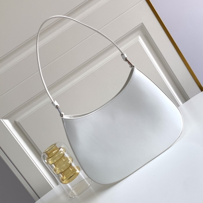 Pra*a cleo brushed leather shoulder bag white