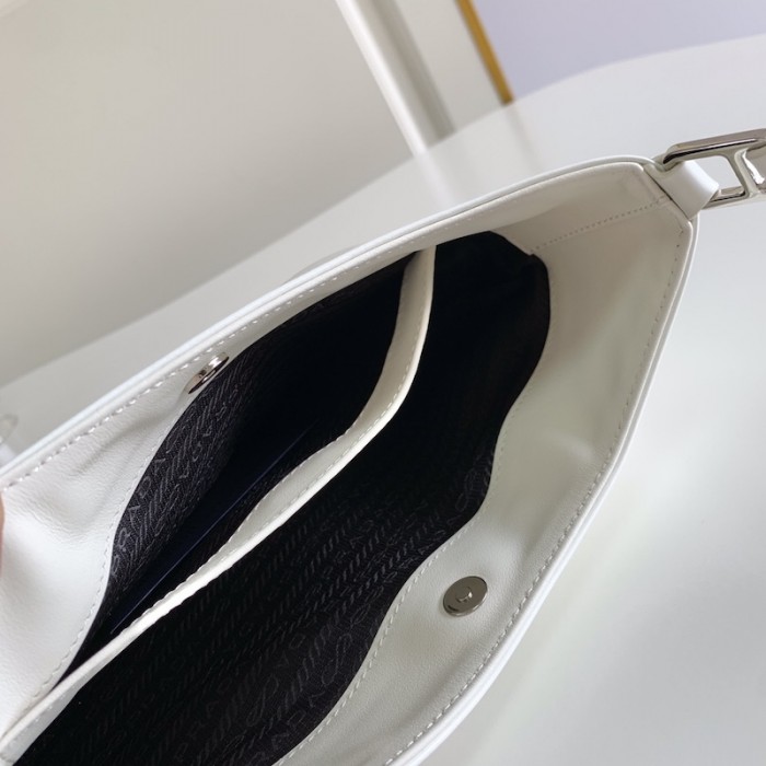 Pra*a cleo brushed leather shoulder bag white
