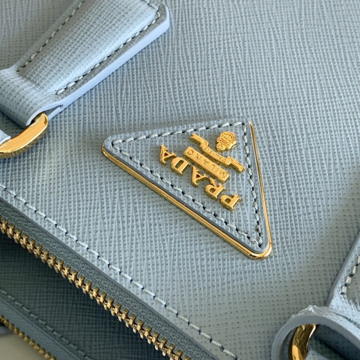 Pra*a galleria saffiano leather mini bag light blue