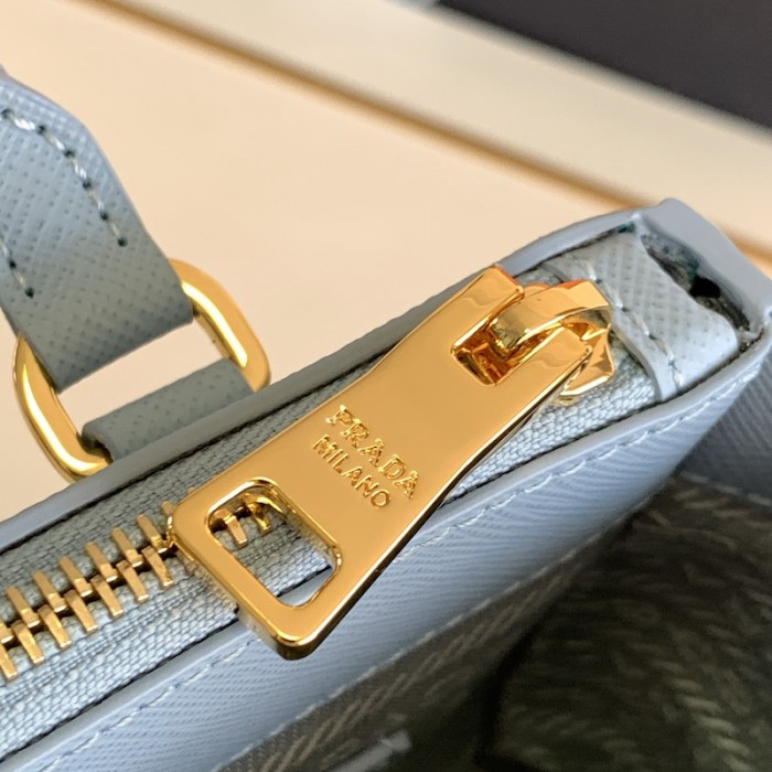 Pra*a galleria saffiano leather mini bag light blue