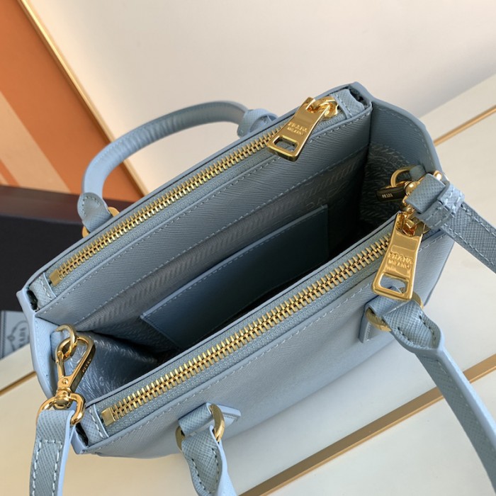 Pra*a galleria saffiano leather mini bag light blue