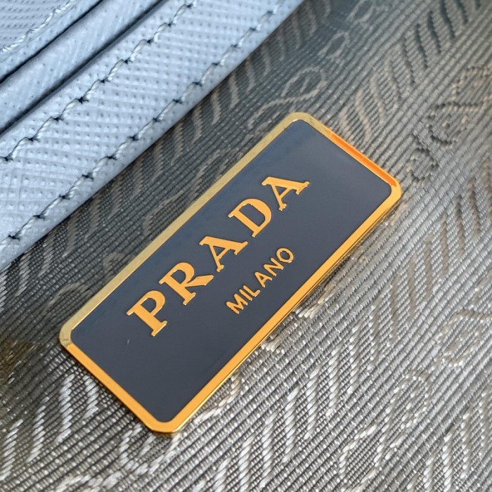 Pra*a galleria saffiano leather mini bag light blue