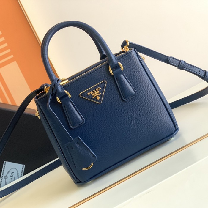 Pra*a galleria saffiano leather mini bag dark blue