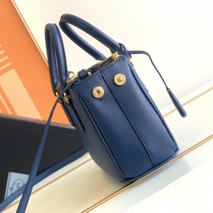 Pra*a galleria saffiano leather mini bag dark blue