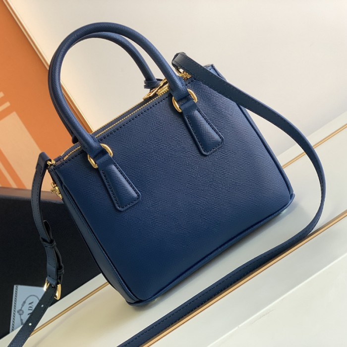 Pra*a galleria saffiano leather mini bag dark blue