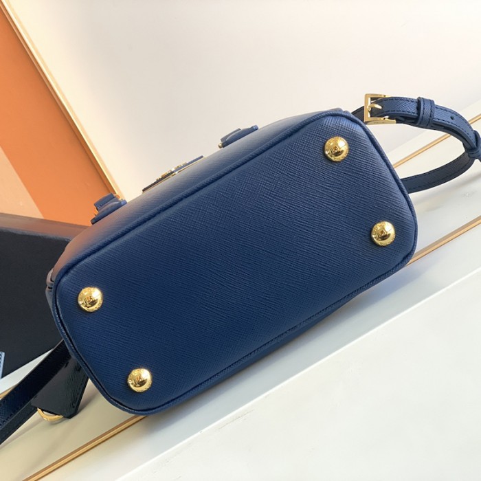Pra*a galleria saffiano leather mini bag dark blue