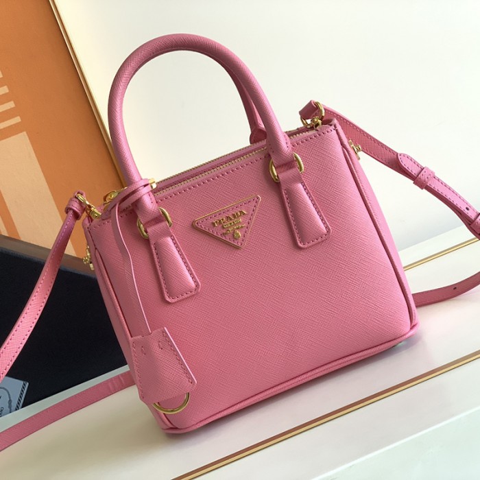 Pra*a galleria saffiano leather mini bag pink