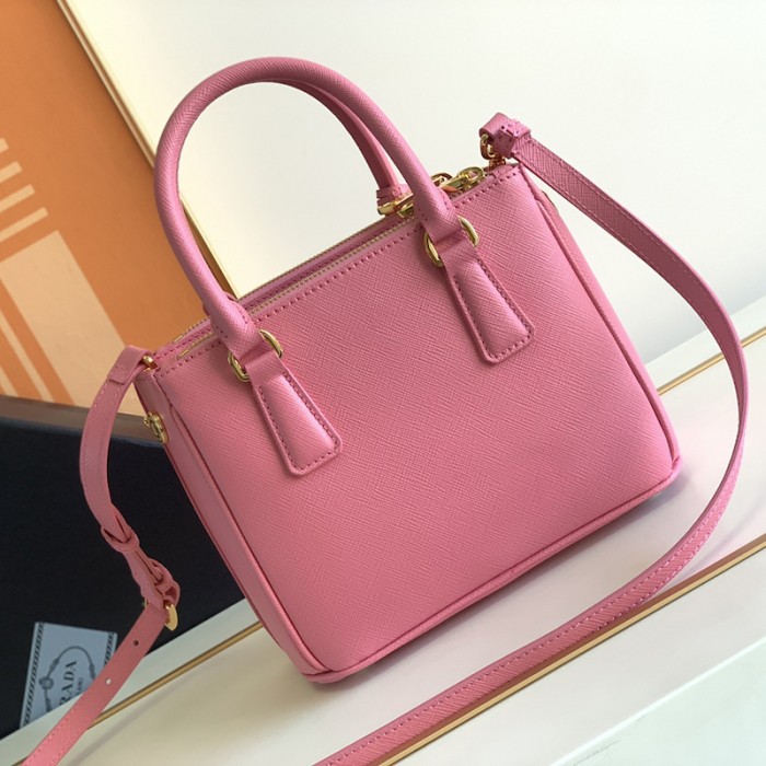 Pra*a galleria saffiano leather mini bag pink
