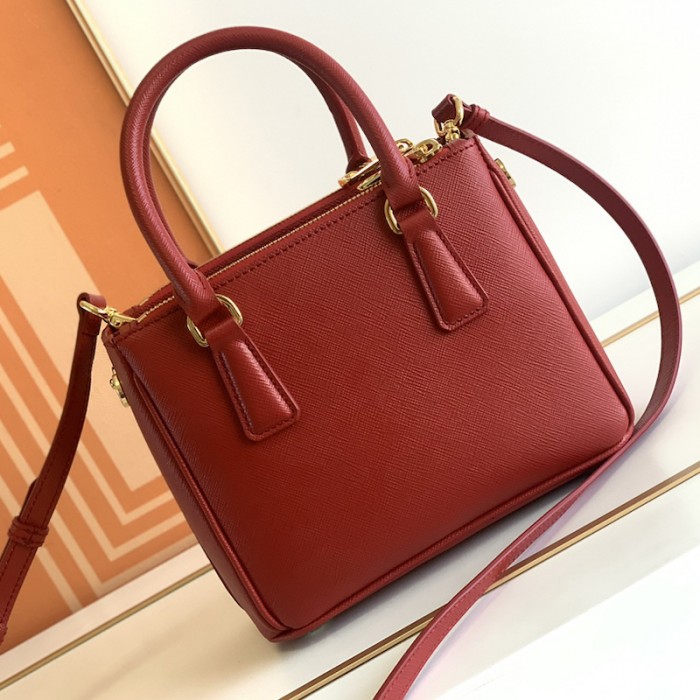 Pra*a galleria saffiano leather mini bag red