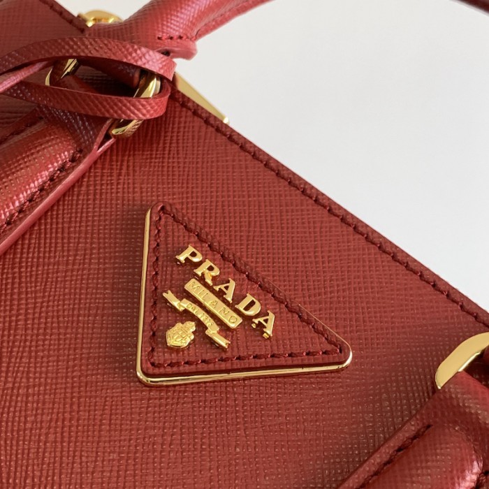 Pra*a galleria saffiano leather mini bag red