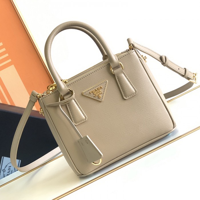 Pra*a galleria saffiano leather mini bag tan