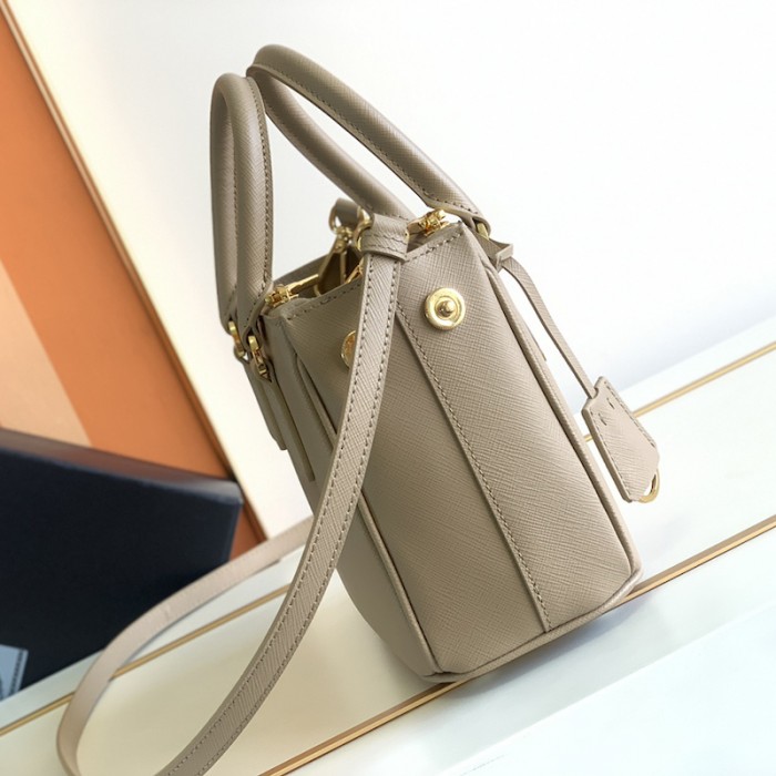 Pra*a galleria saffiano leather mini bag tan