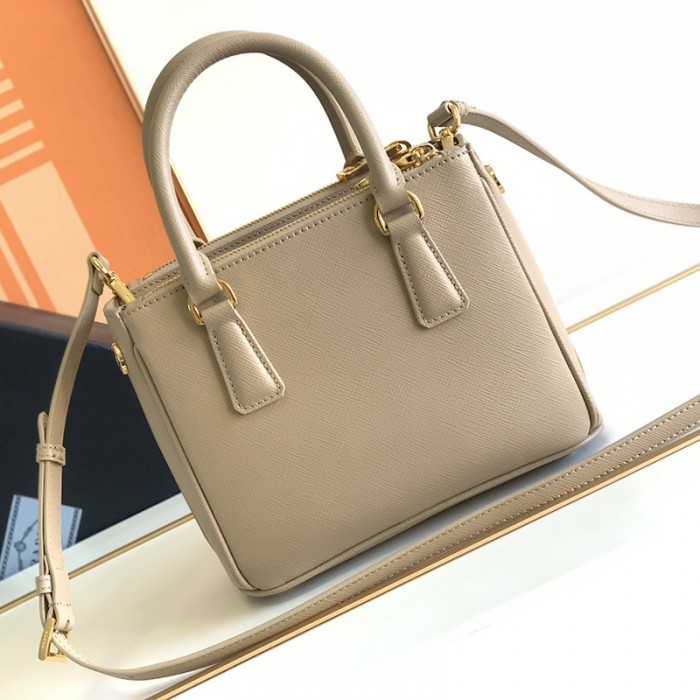 Pra*a galleria saffiano leather mini bag tan