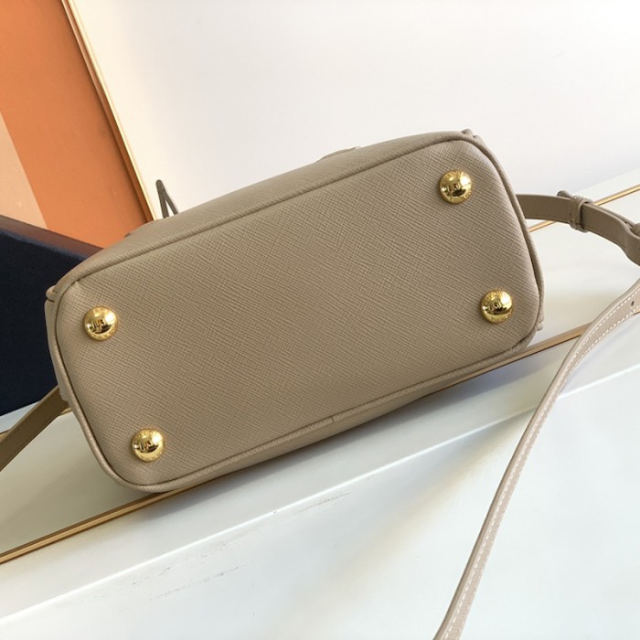Pra*a galleria saffiano leather mini bag tan