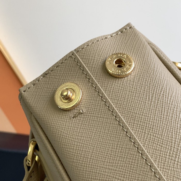 Pra*a galleria saffiano leather mini bag tan