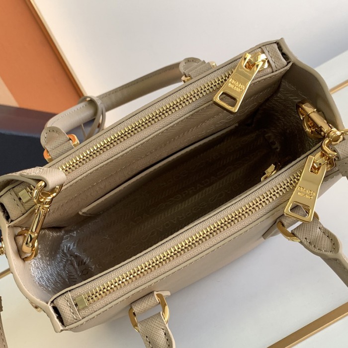 Pra*a galleria saffiano leather mini bag tan
