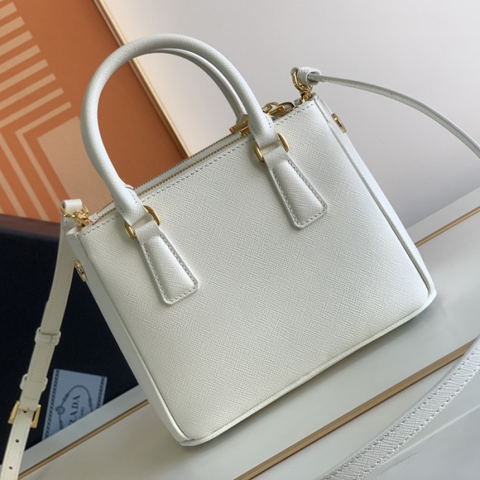 Pra*a galleria saffiano leather mini bag white
