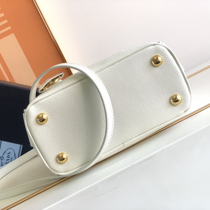 Pra*a galleria saffiano leather mini bag white