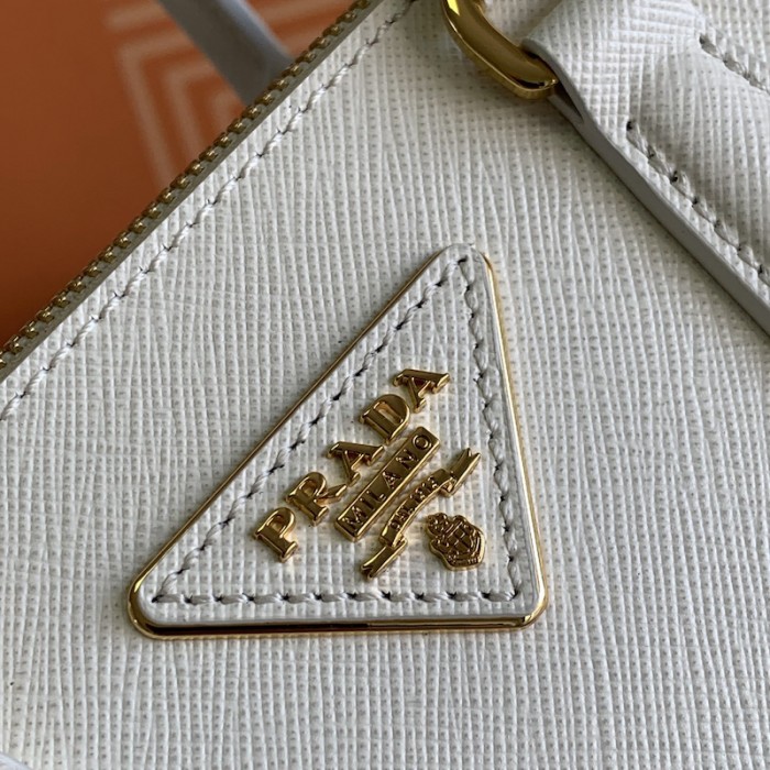 Pra*a galleria saffiano leather mini bag white