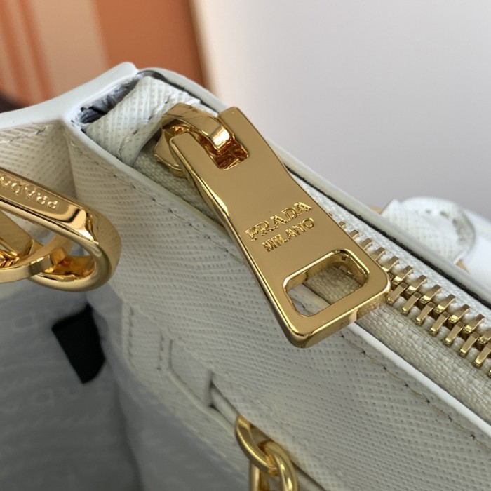 Pra*a galleria saffiano leather mini bag white