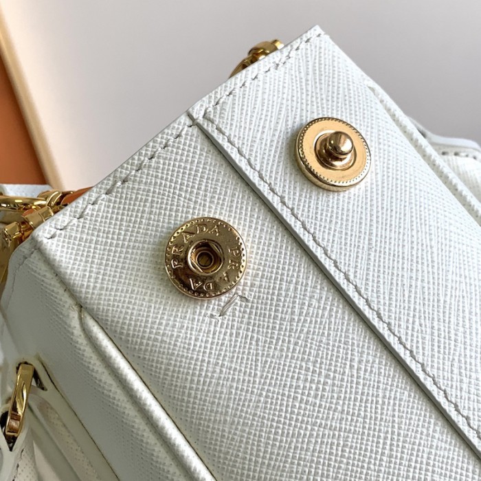Pra*a galleria saffiano leather mini bag white