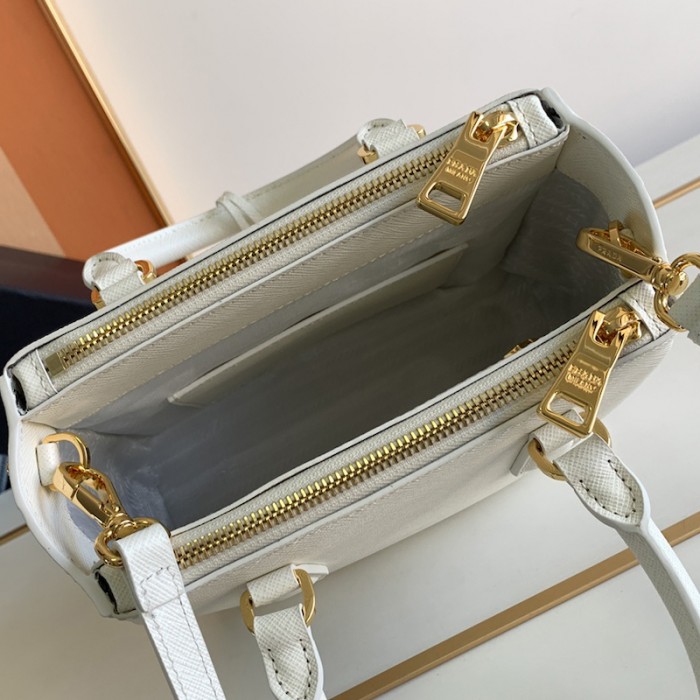 Pra*a galleria saffiano leather mini bag white