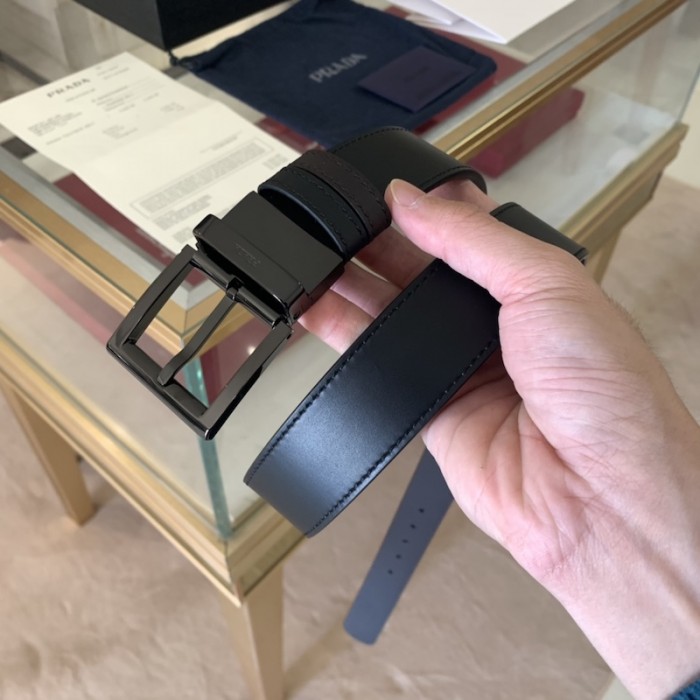 Pra*a leather reversible belt black / brown