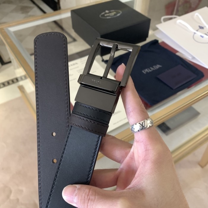 Pra*a leather reversible belt black / brown