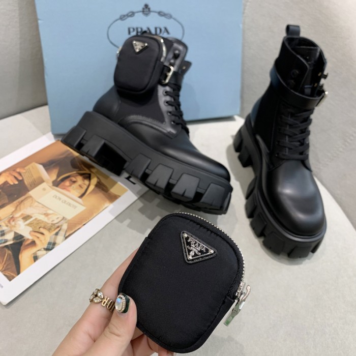 Pra*a monolith calf leather short boots black
